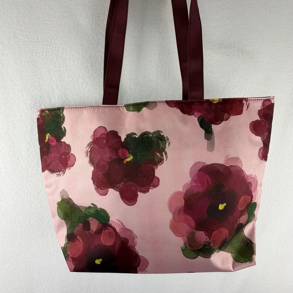 Clinique x Jonathan Cohen Floral Tote Bag‎ + Zip Pouch Set Floral Pink NWT
